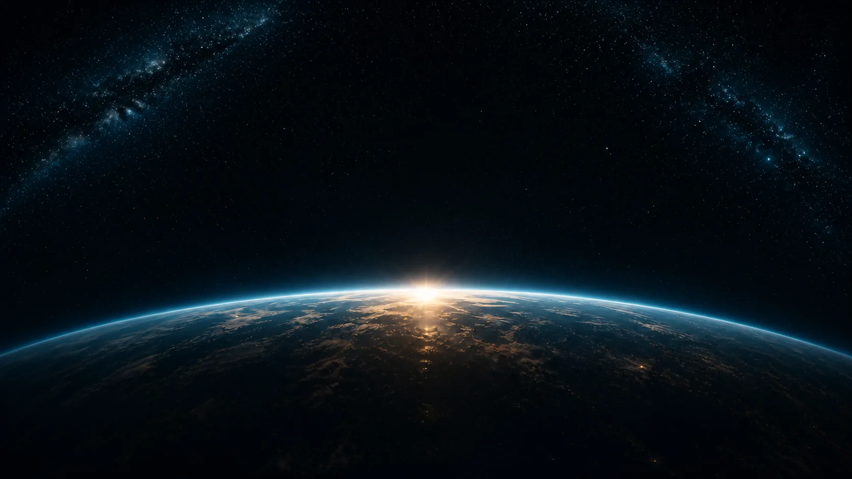 A quiet celestial horizon above a dark blue atmosphere